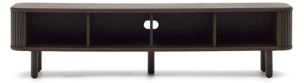 Ciemnobrązowa szafka pod TV w dekorze jesionu 200x50 cm Mailen – Kave Home
