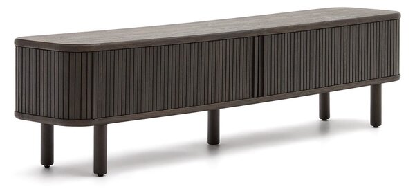 Ciemnobrązowa szafka pod TV w dekorze jesionu 200x50 cm Mailen – Kave Home