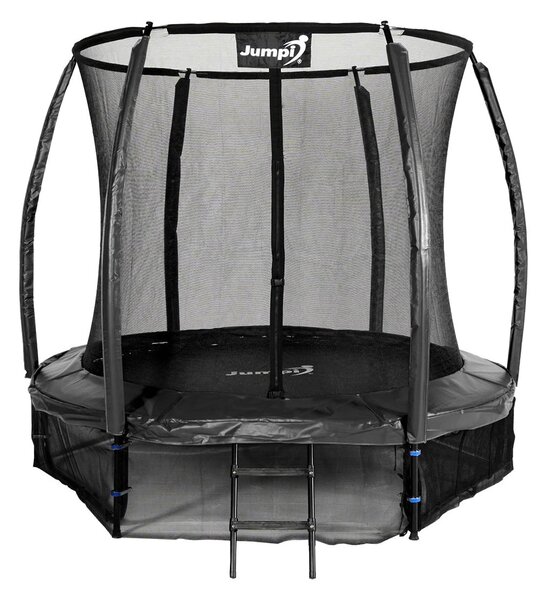 Trampolina Ogrodowa Jumpi 252cm/8FT Maxy Comfort Plus CZARNA Z Wewnętrzną Siatką
