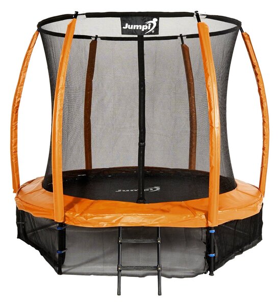 Trampolina Ogrodowa Jumpi 252cm/8FT Maxy Comfort Plus Pomarańczowa Z Wewnętrzną Siatką