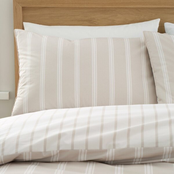 Beżowa bawełniana pościel jednoosobowa 135x200 cm Ashford Stripe – Bianca