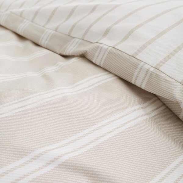 Beżowa bawełniana pościel jednoosobowa 135x200 cm Ashford Stripe – Bianca