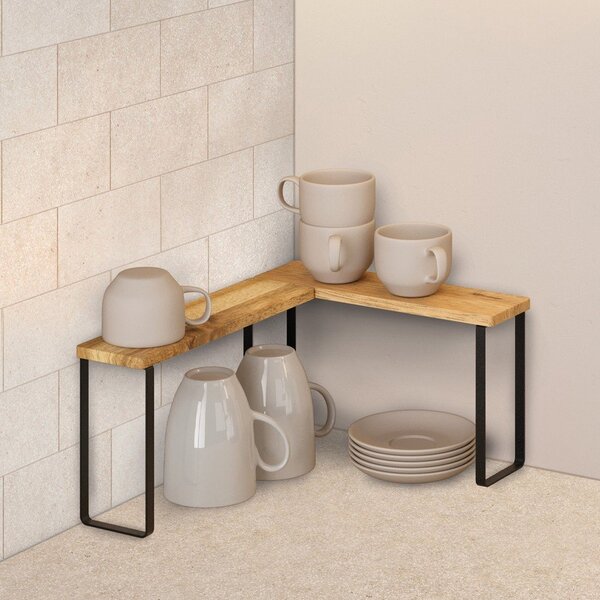 Drewniane dodatkowe półki w czarno-naturalnym kolorze 2 szt. 27x8 cm York – Metaltex