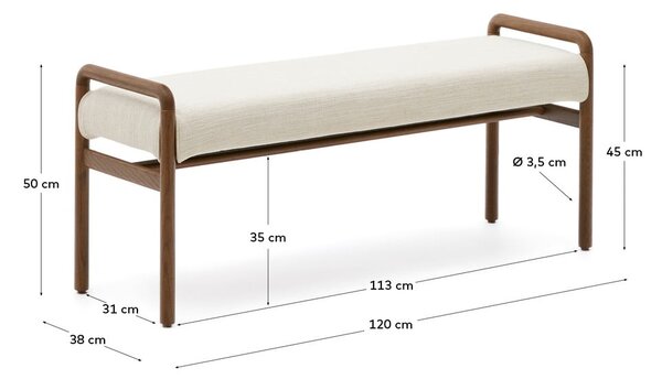 Kremowo-naturalna ławka z tkaniny szenilowej Macaret – Kave Home