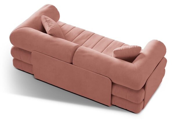 Różowa aksamitna rozkładana sofa 206 cm Kemi – Cosmopolitan Design