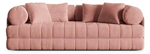 Różowa aksamitna rozkładana sofa 206 cm Kemi – Cosmopolitan Design