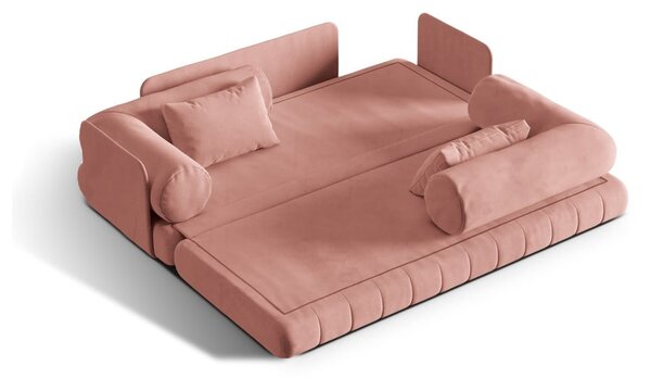 Różowa aksamitna rozkładana sofa 206 cm Kemi – Cosmopolitan Design