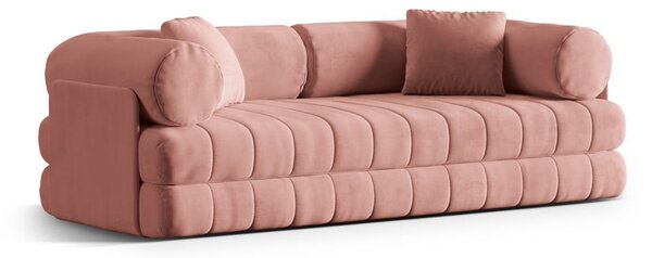 Różowa aksamitna rozkładana sofa 206 cm Kemi – Cosmopolitan Design