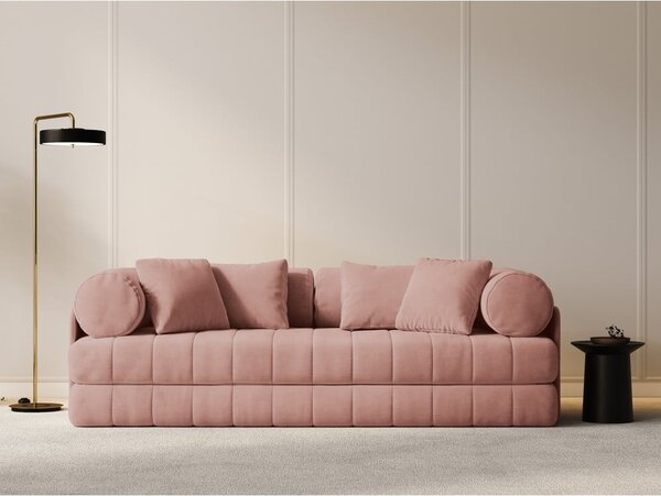 Różowa aksamitna rozkładana sofa 206 cm Kemi – Cosmopolitan Design