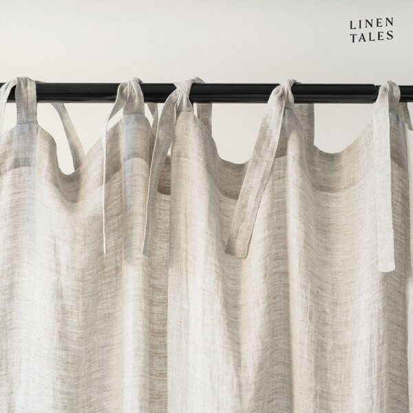 Beżowa lekka lniana zasłona na troczki Linen Tales Daytime, 250x130 cm