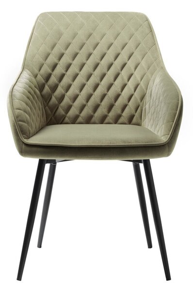 Tapicerowany fotel jadalniany z podłokietnikami w kolorze khaki Milton – Unique Furniture