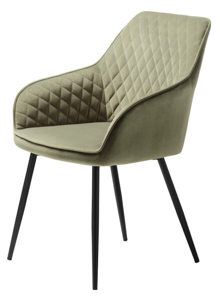 Tapicerowany fotel jadalniany z podłokietnikami w kolorze khaki Milton – Unique Furniture