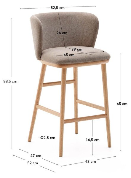 Jasnobrązowy hoker (wysokość siedziska 65 cm) Ciselia – Kave Home