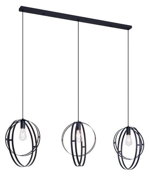 Designerska lampa wisząca czarna prostokątna 3-punktowa - Indu