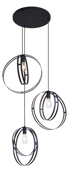Lampa Wisząca Design Czarna Okrągła 3-Światła - Indu