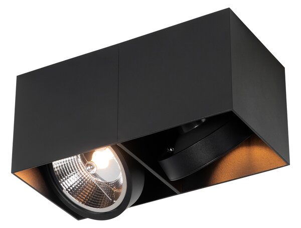 Designerski reflektor czarny prostokątny AR111 2-światła - Box