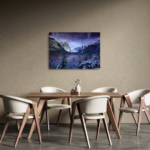 Obraz na szkle - zimowy górski krajobraz (70x50 cm)