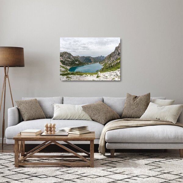 Obraz na szkle jeziora w górach (70x50 cm)
