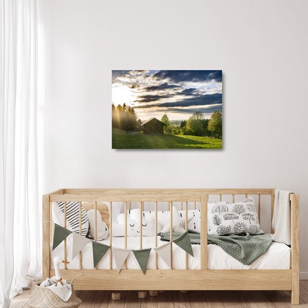 Obraz na szkle - domek leśny (70x50 cm)