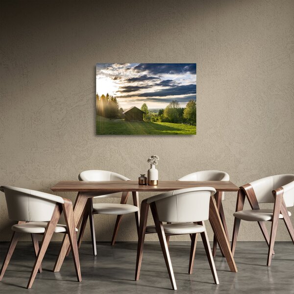 Obraz na szkle - domek leśny (70x50 cm)