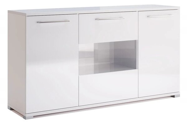 Biała duża komoda z witryną 150 cm H6-W75