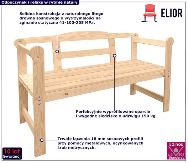 Mała Ławka Ogrodowa Drewniana P2-L11