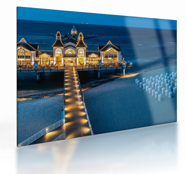 Obraz na szkle - hotel na plaży (70x50 cm)