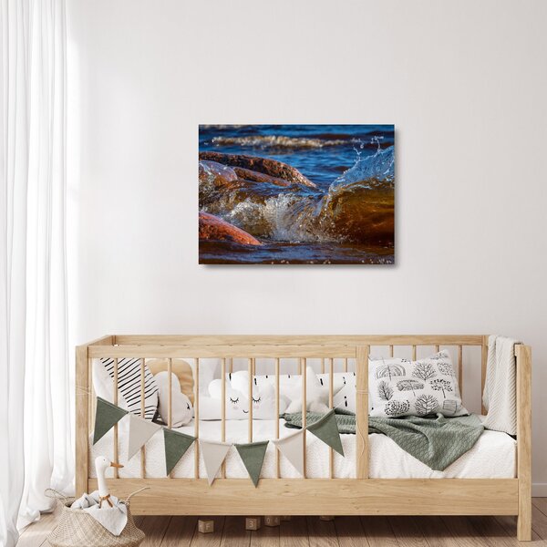 Obraz na szkle - szczegółowy obraz - woda między kamieniami (70x50 cm)