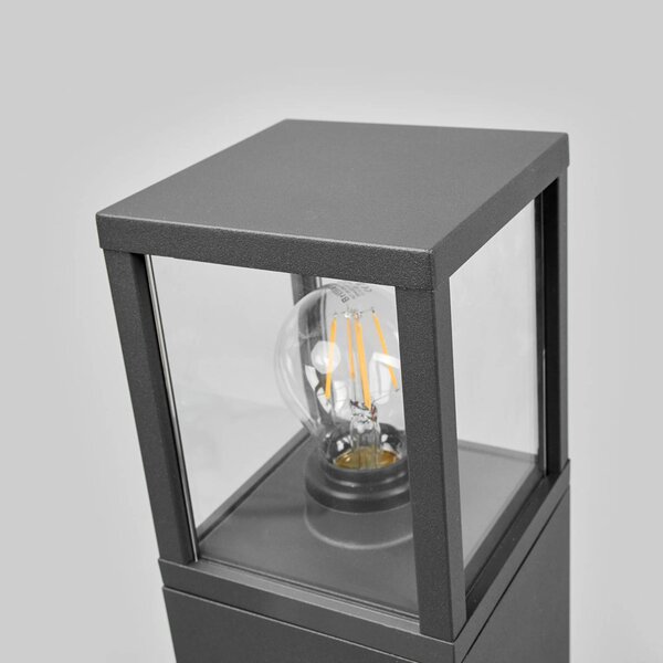Słupek oświetleniowy Klemens Lucande, czarny, aluminium, nowoczesny