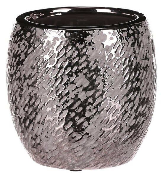 Osłonka ceramiczna na doniczkę Silver śr. 14 cm, srebrny