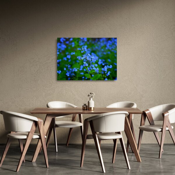 Obraz na szkle - niebieskie kwiaty (70x50 cm)