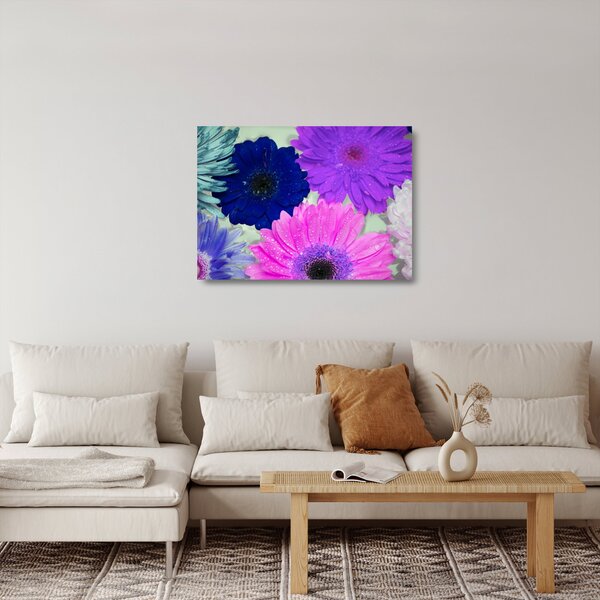 Obraz na szkle - kolorowe kwiaty (70x50 cm)