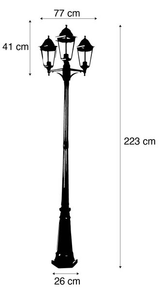 Zewnetrzna Rustykalna lampa zewnętrzna ciemnozielona 3-światłowa IP44 - New Orleans Oswietlenie zewnetrzne