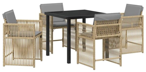 Zestaw Mebli Ogrodowych Komplet Jadalniany 5-Częściowy Beżowy Rattan Na Taras Balkon Ogród