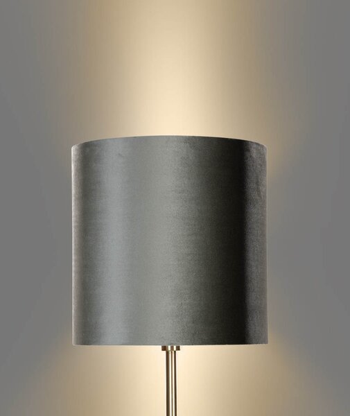 Lampa podłogowa mosiężna z welurowym abażurem zielonym 40cm - Simplo