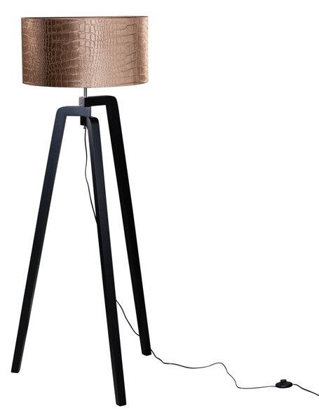 Lampa podłogowa czarna z aksamitnym abażurem wzór krokodyla 50cm - Puros