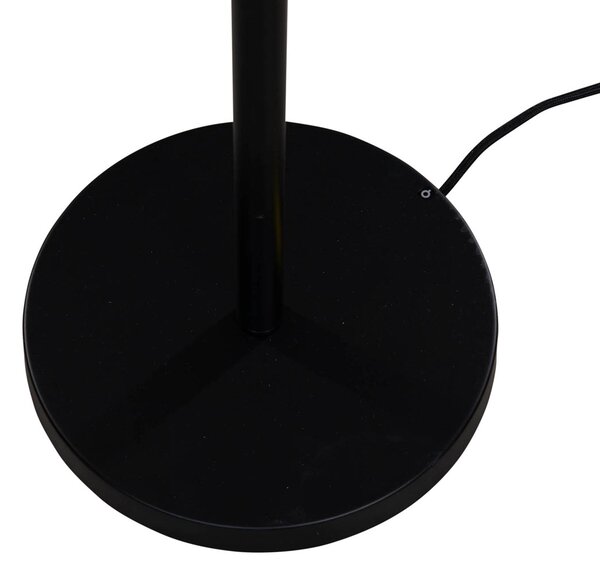 Lampa podłogowa czarna z brązowym aksamitnym abażurem 40cm - Simplo