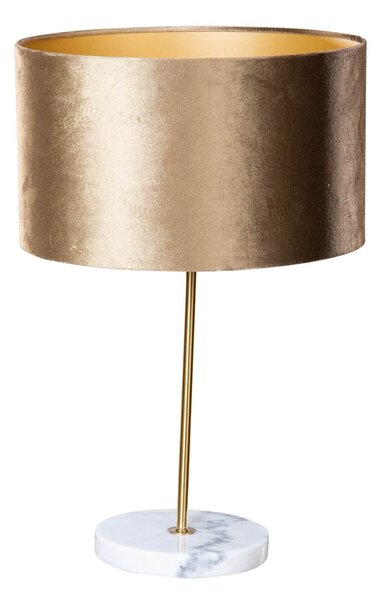 Lampa stołowa mosiężna z brązowym aksamitnym abażurem 35 cm - Kaso