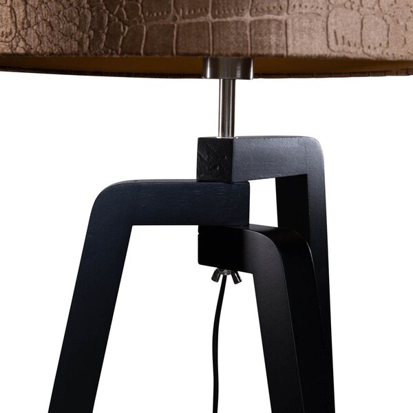 Lampa podłogowa czarna z aksamitnym abażurem wzór krokodyla 50cm - Puros