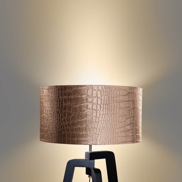 Lampa podłogowa czarna z aksamitnym abażurem wzór krokodyla 50cm - Puros