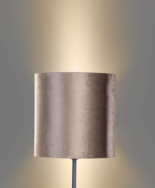 Lampa podłogowa czarna z brązowym aksamitnym abażurem 40cm - Simplo
