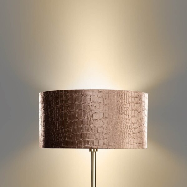 Lampa podłogowa mosiężna z welurowym abażurem wzór krokodyla 50cm - Simplo