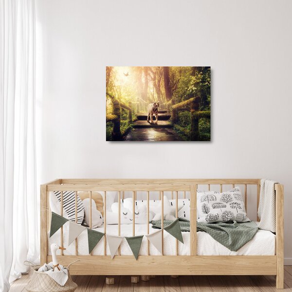 Obraz na szkle - tygrys w dżungli (70x50 cm)