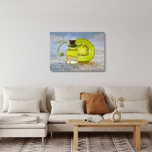 Obraz na szkle - szczegół pokrojonego kiwi (70x50 cm)