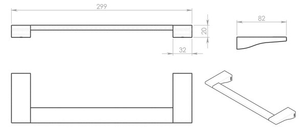 GEDY 572130 Uchwyt na ręcznik Glamour 30 x 8,2 cm, szary