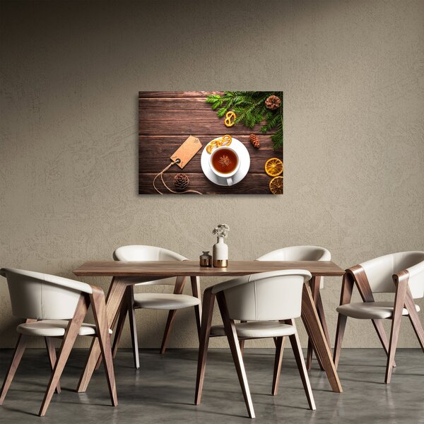 Obraz na szkle - kubek z dekoracjami (70x50 cm)