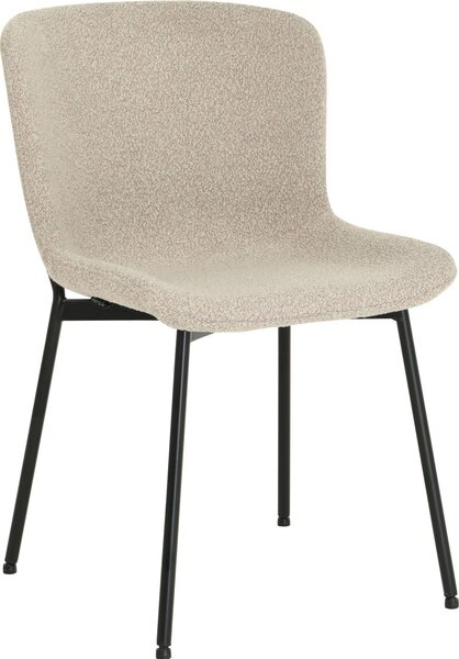 HowHomely Krzeso SABLE tkanina Cappucino Bouclé - nowoczesny design, wygodne, czarne metalowe nogi