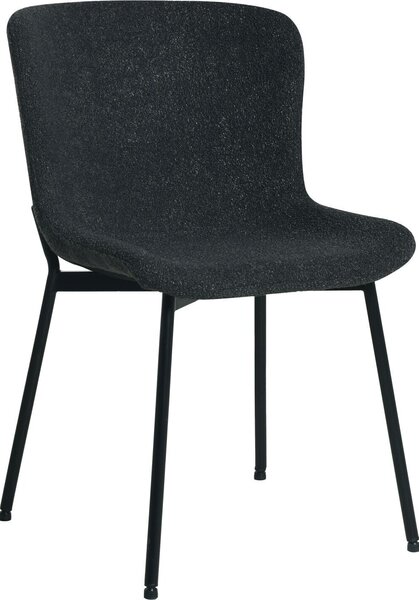 HowHomely Krzeso SABLE czarna tkanina Bouclé - nowoczesny design, wygodne, czarne metalowe nogi