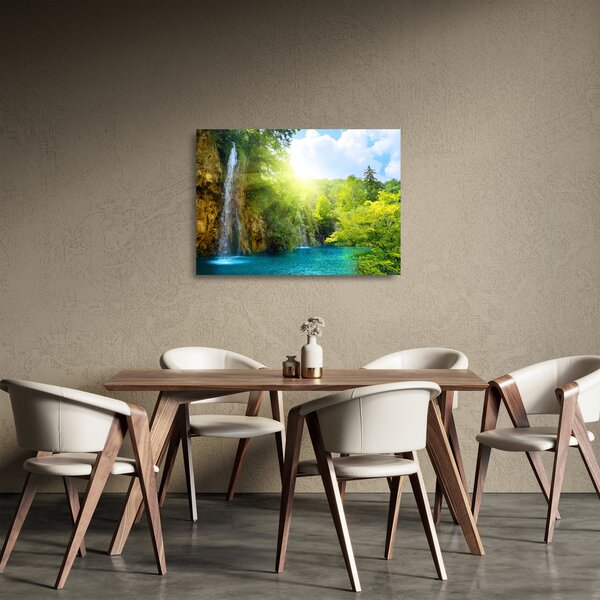 Obraz na szkle - wodospady w pralesie (70x50 cm)