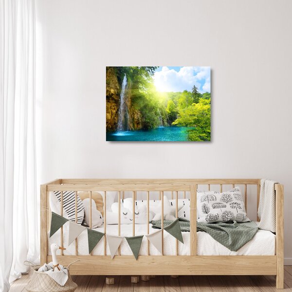 Obraz na szkle - wodospady w pralesie (70x50 cm)